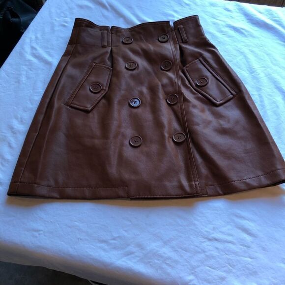 Forever 21 Skirt Faux Leather Brown Small - Picture 1 of 6